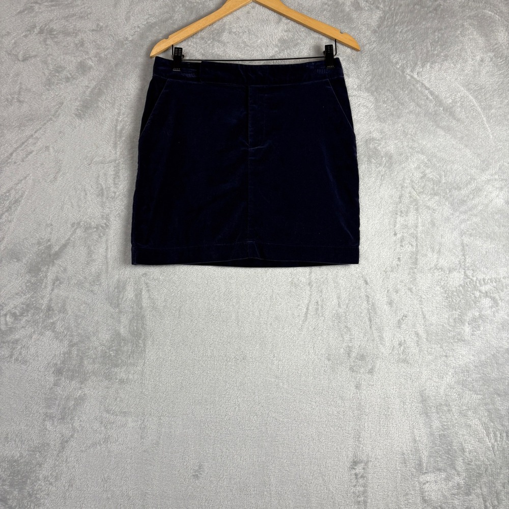 Vintage Mini Skirt Velvet 8 Navy Blue Cotton Straight Dark Academia Festive Y2K